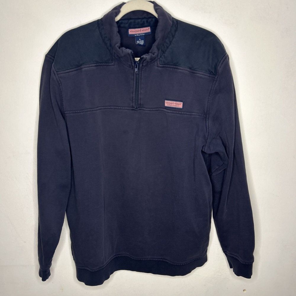 Vineyard Vines Jacket Womens L Blue 1/4 Zip Mock Neck Cotton Pullover Outdoor